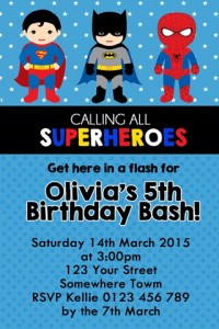 boys super heroes invitation